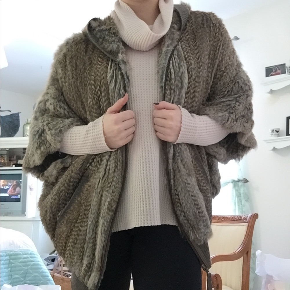 Haute Hippie Fur Poncho